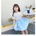 2022夏裝韓版中大童美人魚亮片上衣+百褶防走光短裙/裙褲(現貨160)_5