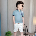 2022夏裝韓版男童英文字POLO衫/藍色上衣_4