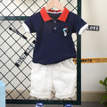 2022夏裝韓版男童拼色POLO衫+白色短褲二件套裝