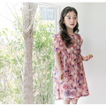 【韓國正品】夏裝中大童粉紅色碎花連衣裙_5
