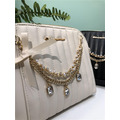 【日本進口】時尚鑲嵌鑽石珍珠鏈條貝殼包/肩揹包(3色)_12