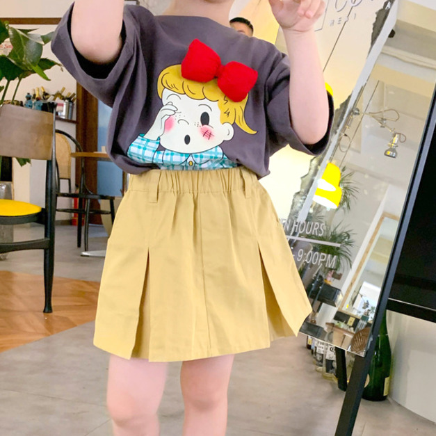 2022夏裝韓版女童休閒百褶A字短裙/姐妹裝