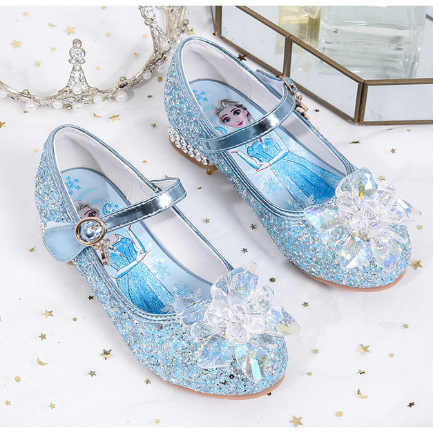 韓版冰雪奇緣亮鑽水晶公主鞋/高跟鞋/禮服/花童搭配(藍色)