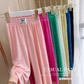 2022夏裝韓版中大童糖果色冰絲直筒褲/闊腿褲/長褲(6色)