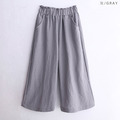 2022夏裝韓版中大童冰絲闊腿腿/寬版七分褲/親子裝(3色)_1