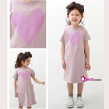 2022夏款日系中大童愛心粉色長款休閒連衣裙/親子裝/ 女裝