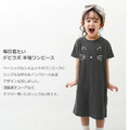 2022夏款日系中大童貓咪深灰色長款休閒連衣裙/親子裝/ 女裝_1