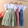 2022夏裝韓版中大童小飛袖假二件連衣裙/公主裙(3色)_2