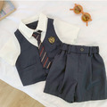 2022夏款韓版男童學院風假二件上衣+短褲二件套裝