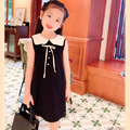 2022夏款韓版中大童氣質款娃娃領黑色連衣裙/公主裙