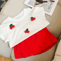 2022夏款韓版中大童白色立體櫻桃上衣/T恤_1