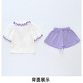 2022夏款韓版紫色小兔花邊領上衣+短褲二件套裝_3