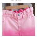 夏款韓版中大童漸層色百搭牛仔褲/短褲(粉/紫)_4