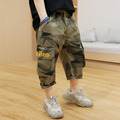 2022夏裝韓版中大童迷彩男童七分牛仔褲/工裝褲/中褲