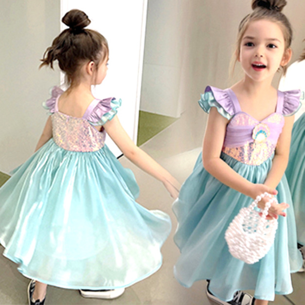 迪士尼亮片可愛美人魚公主裙/小禮服/萬聖節cosplay服裝(現貨)