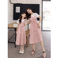 夏裝韓版中大童白色上衣+素色吊帶長裙二件套/親子裝(粉色)_1