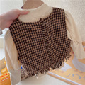 2022秋裝韓版千鳥格背心 內搭衣 短褲 三件套｜咖啡色 米米亞精品童裝(現貨)_2