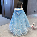 萬聖節韓版童話公主灰姑娘艾莎亮片雪花連帽披風/斗蓬