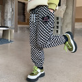 2022秋冬款韓版中大童休閒寬鬆旗盤黑白格長褲_4