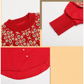 2022秋冬款韓版中大童花紋針織假二件襯衫/上衣(紅色)_2