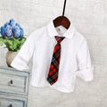 韓版男童禮服內搭白色長袖襯衫+領帶二件套