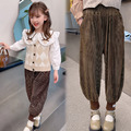 2022秋冬款韓版中大童燈芯絨束腳燈籠褲/休閒長褲
