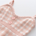 2022冬款韓版格子針織吊帶裙+小外套二件套(粉色)_4