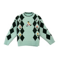 春裝韓版中大童菱格紋立體花朵針織上衣/毛衣_4