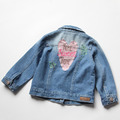春裝韓版中大童愛心繡花水洗牛仔外套/夾克