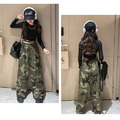 夏裝韓版中大童迷彩軍綠色寬鬆破洞長褲/休閒褲_1