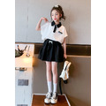 夏裝韓版中大童學院風POLO上衣+黑色短裙二件套裝_3