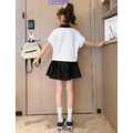 夏裝韓版中大童學院風POLO上衣+黑色短裙二件套裝_5