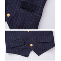 韓版英倫風西裝男童中大童白色短袖襯衫+深藍條紋背心+長褲三件套/畢業典禮/花童_6