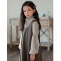 秋款韓版中大童灰色長袖上衣+深灰色吊帶裙裙二件套_3