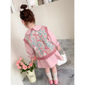 秋款韓版女童花朵娃娃領連衣裙+針織背心二件套裝_5