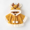 冬款加絨可愛聖誕糜鹿連帽披風/小外套(4色)_4