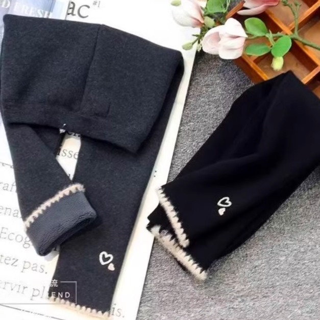 秋冬款韓版大中小童愛心彈力加絨休閒長褲/內搭褲(2色)