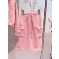 春款韓版中大童休閒連帽上衣+長裙二件套/套裝(粉色)_1