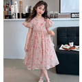 夏款韓版中大童碎花雪紡公主裙/連衣裙_3