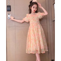 夏裝韓版中大童雪紡皺摺澎澎袖小碎花公主裙/連衣裙_6