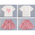 夏裝韓版中大童愛心棉質上衣+蝴蝶結短褲二件套裝(粉色)_9