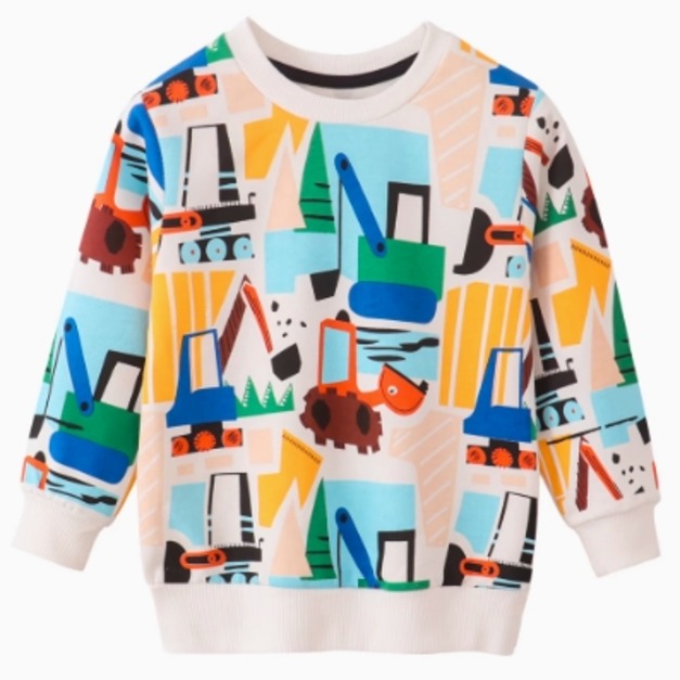 秋裝新款男童工程車印花純棉長袖上衣(B款)