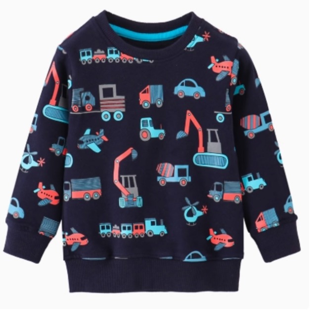 秋裝新款男童恐工程車印花純棉長袖上衣(A款)