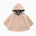 冬款兒童單排釦毛呢連帽披風/外套(米色)