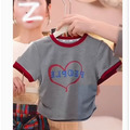 夏款韓版中大童愛心印花上衣/T恤(2色)_1