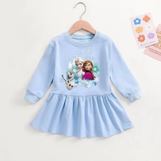 春秋款韓版中大童冰雪奇緣拼接上衣/衣裙(雪寶款)2色