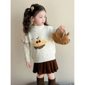 秋冬款韓版荷葉邊可愛櫻桃蛋糕毛衣/針織上衣(米色)_1