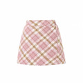 冬款中大童裝粉色毛呢格紋短裙/有安全褲_1