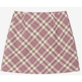 冬款中大童裝粉色毛呢格紋短裙/有安全褲_2
