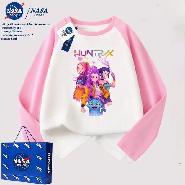 韓版童裝KPOP獵魔女團純棉長袖上衣/T恤(粉色/藍色/紫色/桃紅)
